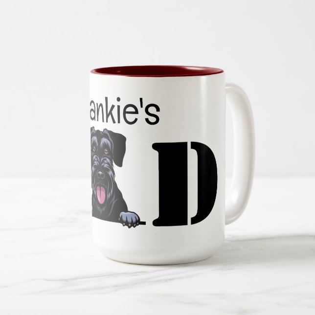 Schnauzer Peeking Personalised Dad Two-Tone Coffee Mug (Front Right)