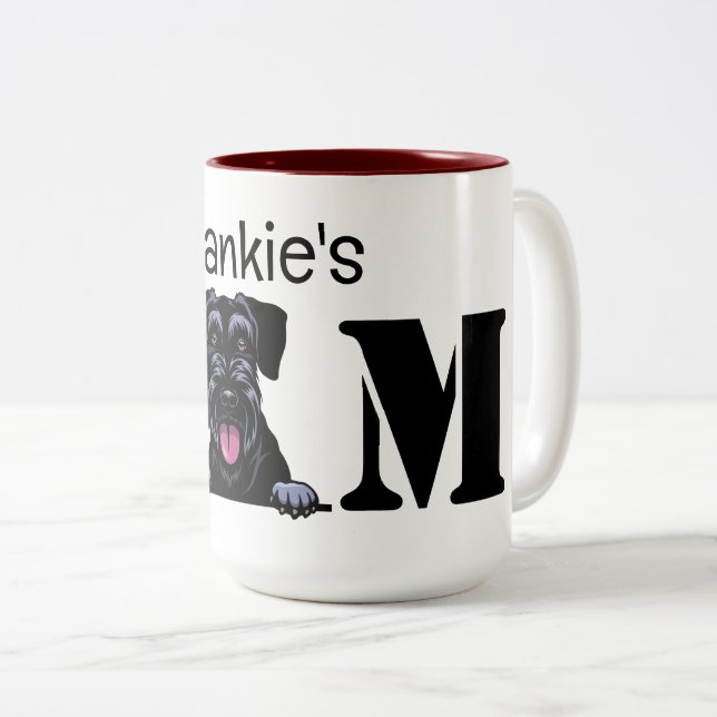 Schnauzer Peeking Personalised Mum Two-Tone Coffee Mug (Front Right)
