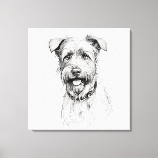 Schnauzer Pencil Sketch Portrait Canvas Print (Front)