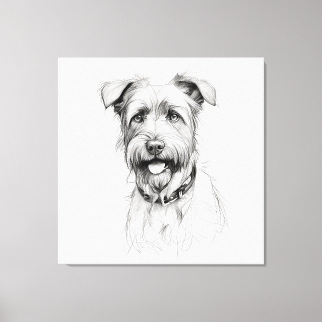 Schnauzer Pencil Sketch Portrait Canvas Print (Front)