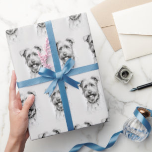 Schnauzer Pencil Sketch Portrait Wrapping Paper