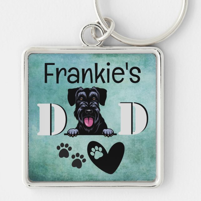 Schnauzer Personalized Peeking  Key Ring (Front)