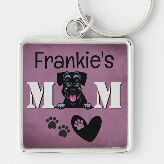 Schnauzer Personalized Peeking Key Ring (Front)