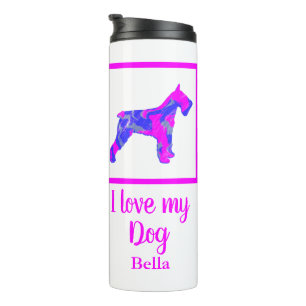 Schnauzer Pet Dog Hot Pink & Blue Silhouette Thermal Tumbler