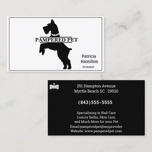 Schnauzer Pet Groomer/ Vet Business Card (Front/Back)