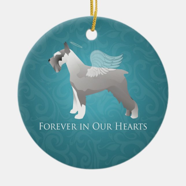 Schnauzer Pet Memorial Design Ceramic Tree Decoration (Front)