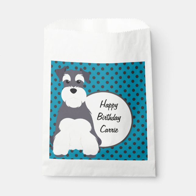 Schnauzer Polka Dots Personalised Favour Bags (Front)