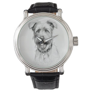 Schnauzer Portrait Pencil Sketch Watch