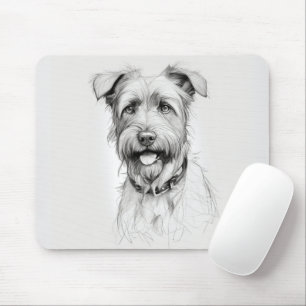 Schnauzer Portrait Sketch Mouse Mat