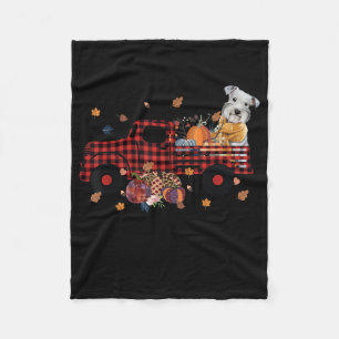 Schnauzer Pumpkin Truck Thanksgiving Halloween Fleece Blanket