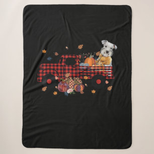 Schnauzer Pumpkin Truck Thanksgiving Halloween Sherpa Blanket