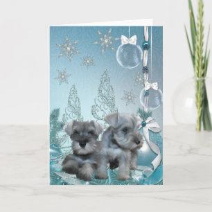 Schnauzer Puppies Christmas Card
