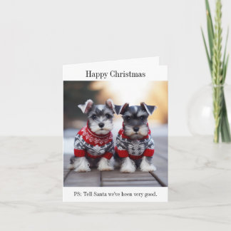 Schnauzer Puppies Happy Christmas Card