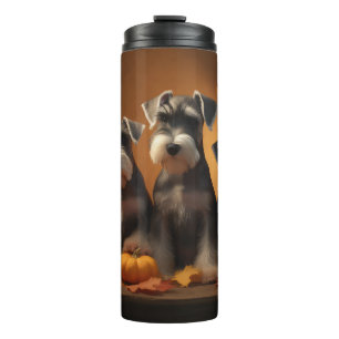 Schnauzer Puppy Autumn Delight Pumpkin Thermal Tumbler