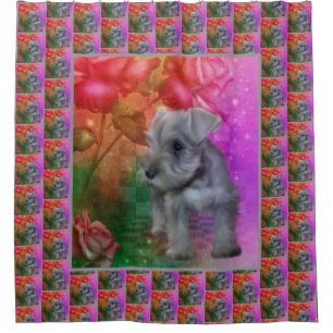 Schnauzer Puppy Dog Animal Art   Shower Curtain