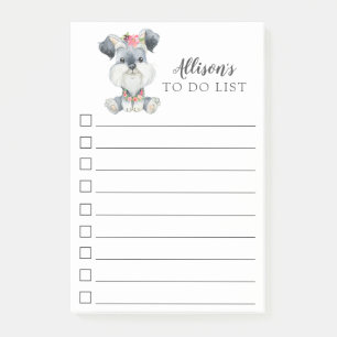 Schnauzer Puppy Dog Personalised To Do List Post-it Notes