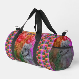 Schnauzer Puppy Roses Dog Personalised Duffle Bag