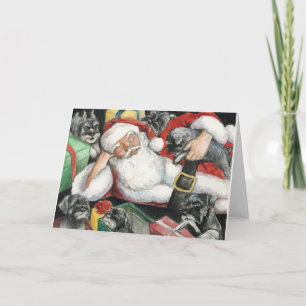 Schnauzer Pups Take over Santa Dog Christmas Card