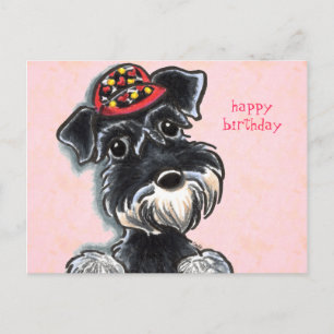 Schnauzer Red Cap Off-Leash Art™ Postcard