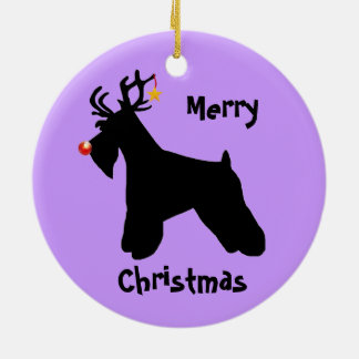 Schnauzer Reindeer Christmas Ceramic Tree Decoration
