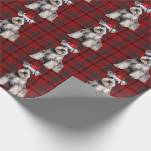 Schnauzer Santa Dog Holiday Plaid Christmas Wrapping Paper