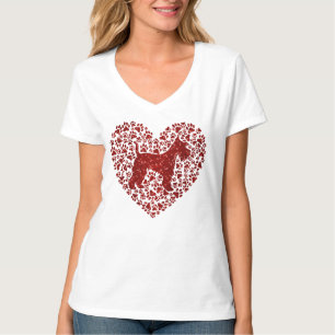 Schnauzer Silhouette Heart Paws Adorable T-Shirt