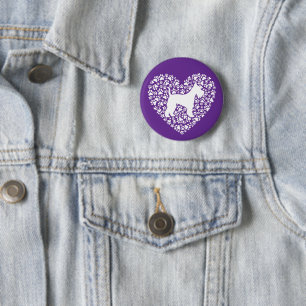 Schnauzer Silhouette Heart Paws Print - Dog Lover 6 Cm Round Badge