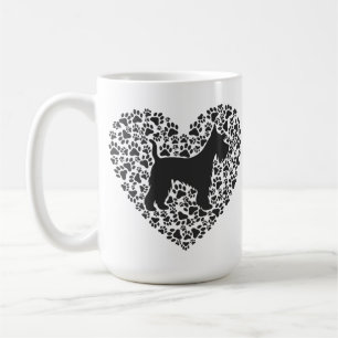 Schnauzer Silhouette Heart Paws Print - Dog Lover Coffee Mug