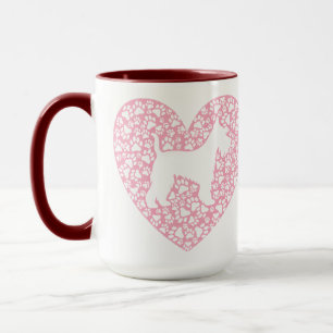 Schnauzer Silhouette Heart Paws Print - Dog Lover Mug