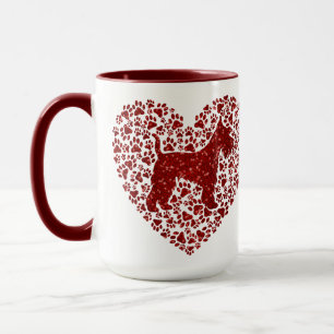 Schnauzer Silhouette Heart Paws Print - Dog Lover Mug