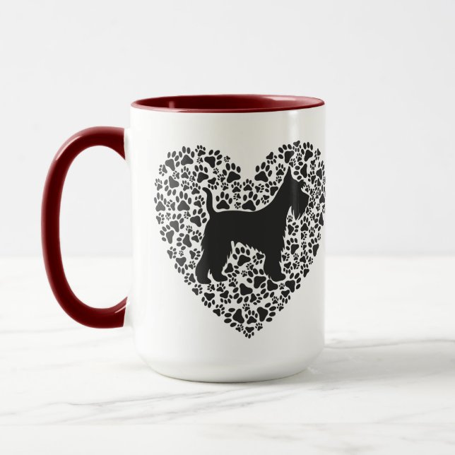 Schnauzer Silhouette Heart Paws Print - Dog Lover Mug (Left)
