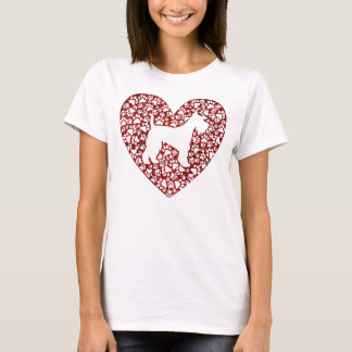 Schnauzer Silhouette Heart Paws Print - Dog Lover T-Shirt
