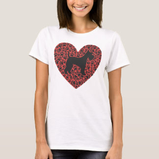 Schnauzer Silhouette Heart Paws Print - Dog Lover T-Shirt