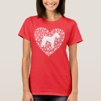 Schnauzer Silhouette Heart Paws Print - Dog Lover T-Shirt