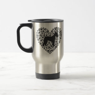 Schnauzer Silhouette Heart Paws Print - Dog Lover Travel Mug