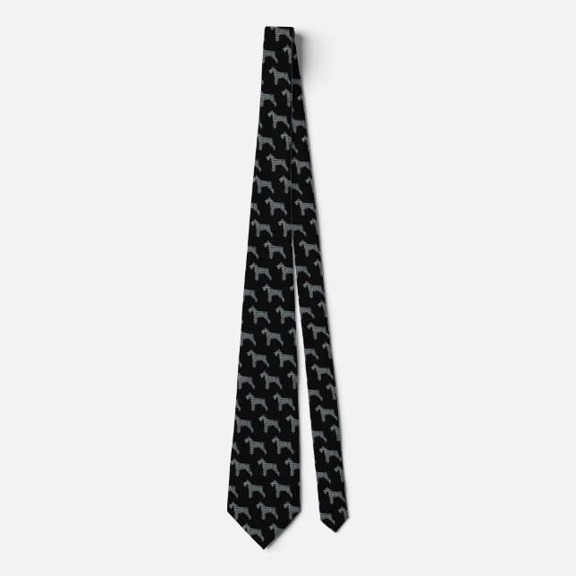 Schnauzer Silhouette Yellow & Black Grid Tie (Front)