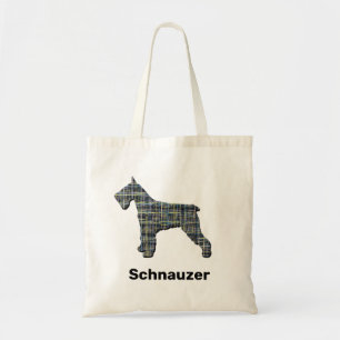 Schnauzer Silhouette Yellow & Black Grid Tote Bag