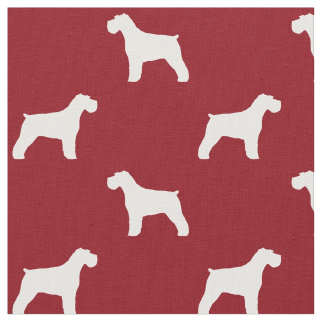 Schnauzer Silhouettes Red and White Patterned Fabric (Close Up)