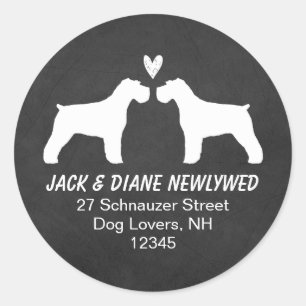 Schnauzer Silhouettes Return Address Classic Round Sticker