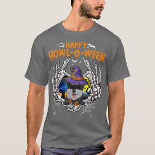 Schnauzer Skeleton Heart Happy HowlOWeen Costume T-Shirt