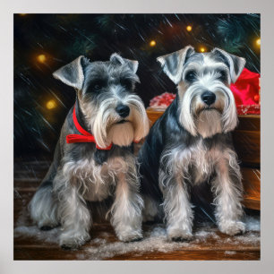 Schnauzer Snowy Sleigh Christmas Decor 
