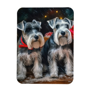 Schnauzer Snowy Sleigh Christmas Decor  Magnet