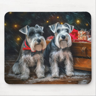 Schnauzer Snowy Sleigh Christmas Decor  Mouse Mat