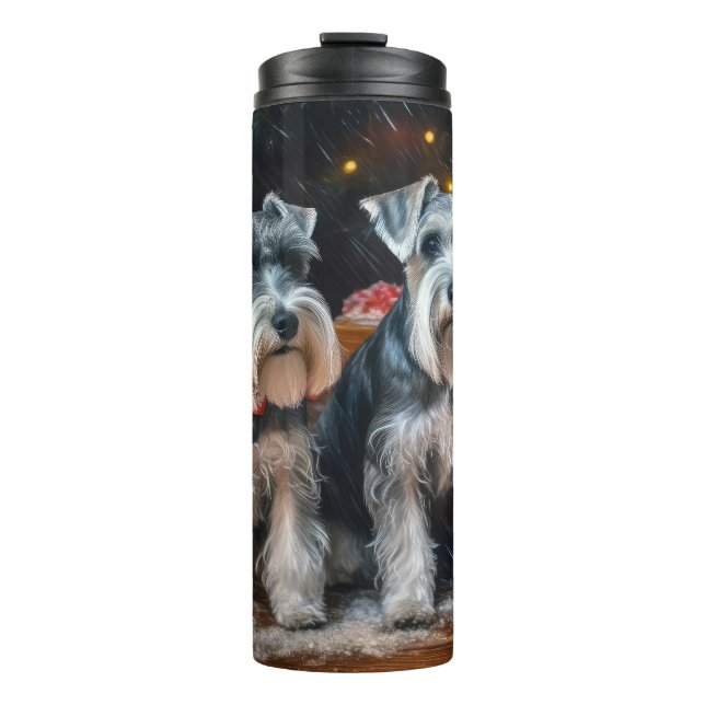 Schnauzer Snowy Sleigh Christmas Decor  Thermal Tumbler (Front)