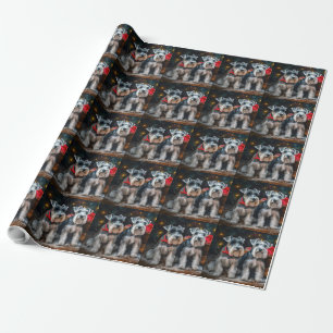 Schnauzer Snowy Sleigh Christmas Decor  Wrapping Paper