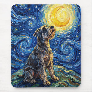 Schnauzer Starry Night Painting Mouse Mat