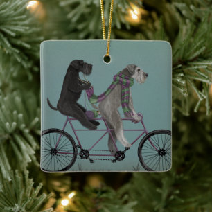Schnauzer Tandem Ceramic Ornament