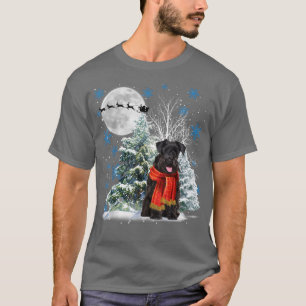 Schnauzer Under Moonlight Snow Christmas Pajama T-Shirt