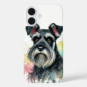 Schnauzer Watercolor Art iPhone 16 Case