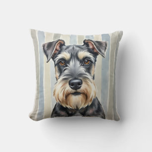Schnauzer Watercolor Brush Stroke Art Cushion